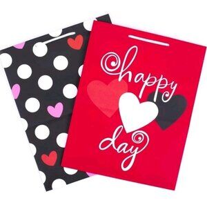 Hallmark 13" Large Valentines Day Gift Bags Pack of 2: Red with Hearts & Black